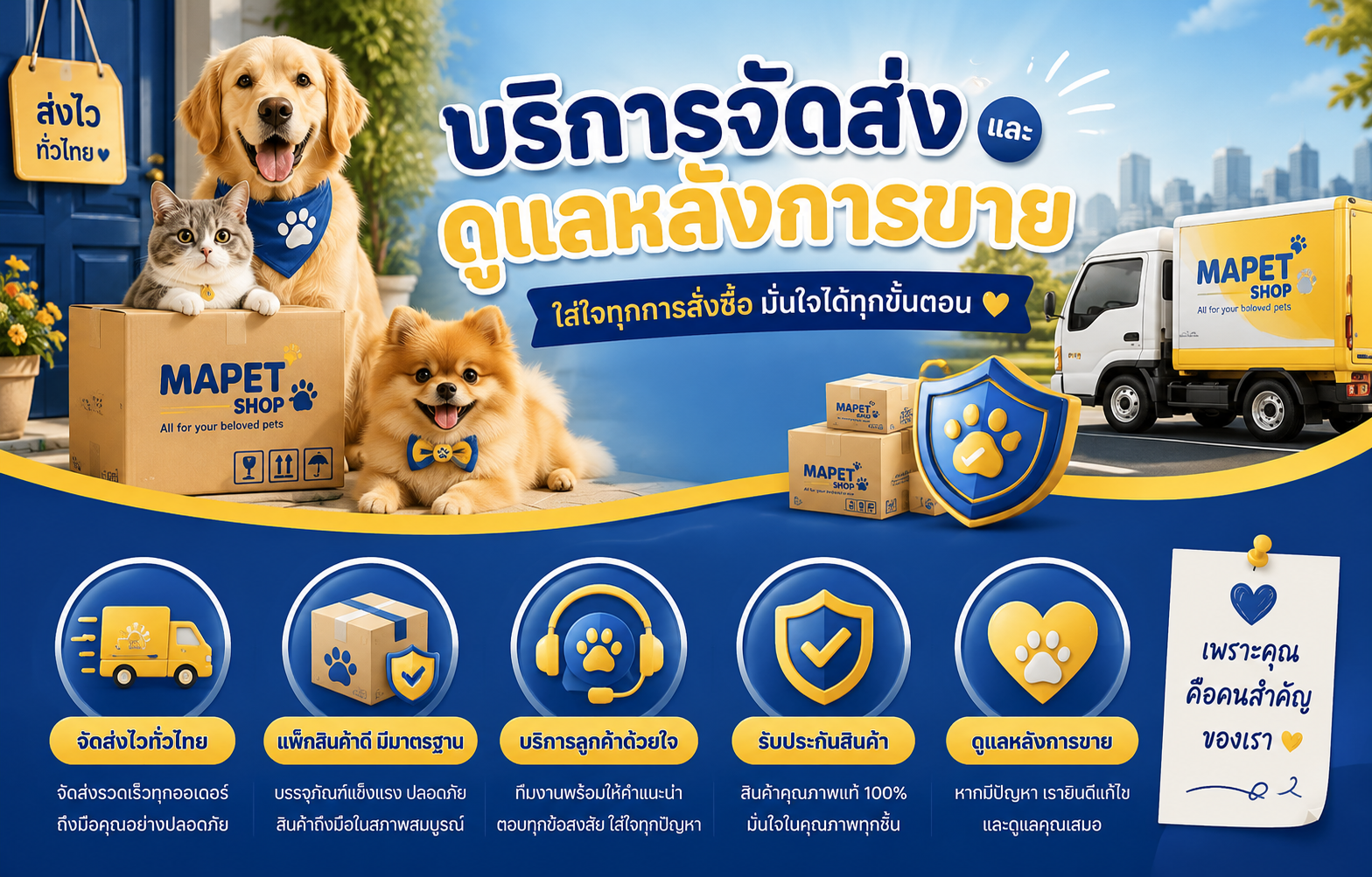 บริการจัดส่งและดูแลหลังการขาย MAPET SHOP